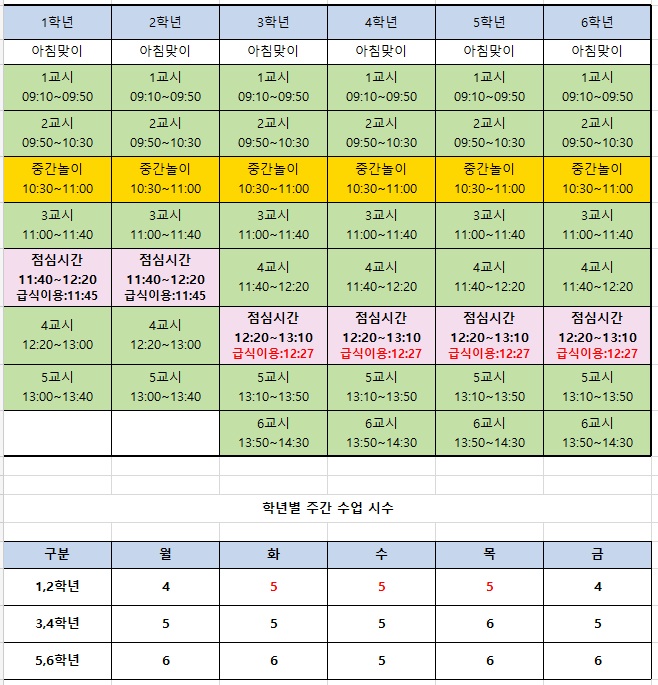 수업시간표